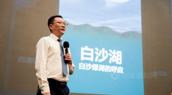 發布會上介紹風景涂料的彭元聰 發布會上介紹風景涂料的彭元聰