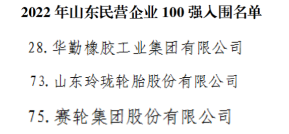 山東民企100強(qiáng)，三大輪胎上榜！