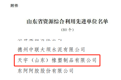 天宇(山東)橡塑制品有限公司位列其中。