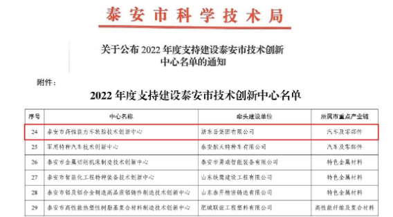 輪胎技術創新中心，獲批！