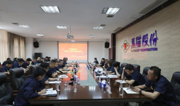 黑貓股份召開了基層黨建工作部署推進會，旨在進一步強化黨對公司及各單位發(fā)展的引領(lǐng)作用。黑貓股份黨委副書記、董事長、總經(jīng)理魏明以及黨政領(lǐng)導(dǎo)班子成員出席了會議，會議由公司黨委專職副書記周芝凝主持。